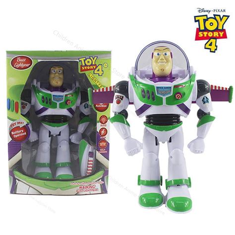 30cm Disney Toy Story 4 Buzz Lightyear Anime Pvc Action Figures Lights Voices Movable With Wings