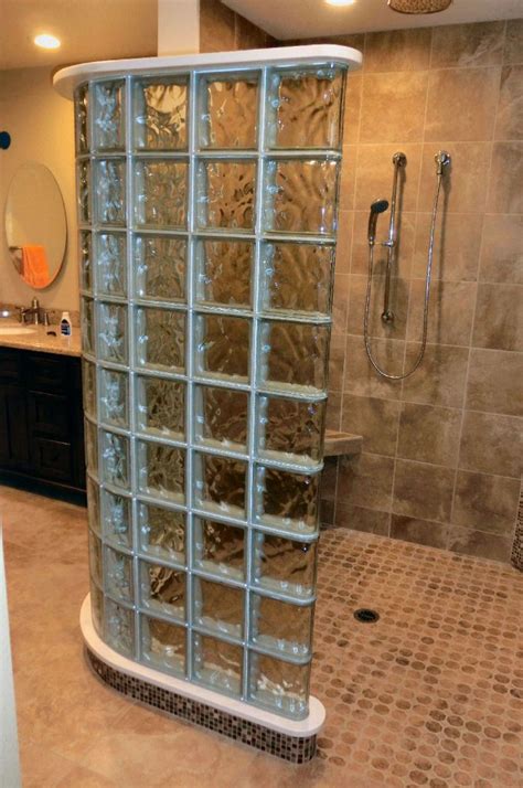 Custom Curbless And Doorless Curved Glass Block Shower Project