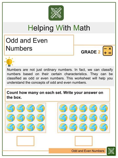 Odd And Even Worksheets For Kids 2nd Grade Math Works