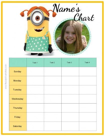 Behavior Charts With The Minions Reward Charts 4 Kids Behaviour