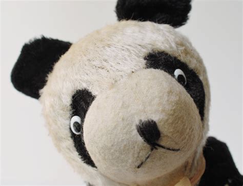 Vintage Panda Bear Straw Stuffed Animal Squeaker Made In Etsy