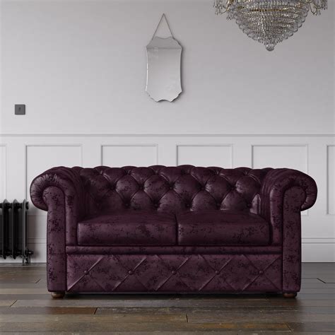 Chesterfield Crushed Velvet Sofa Purple Endure Fabrics