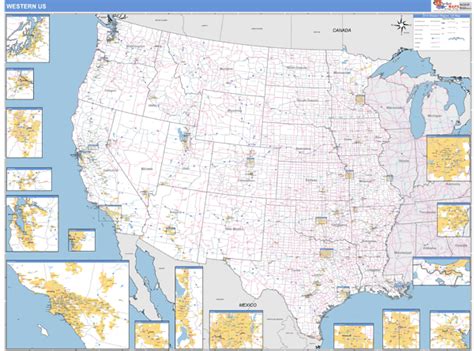 Us Western Regional Wall Map Basic Style By Marketmaps Mapsales