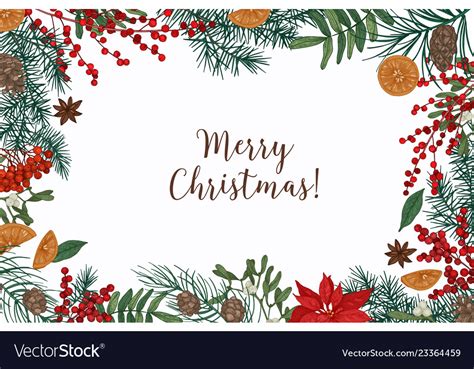 Greeting Card Template With Merry Christmas Vector Image