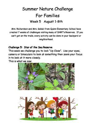 Week 5 Summer Nature Challenge Flyer Dartmouth Natural Resources