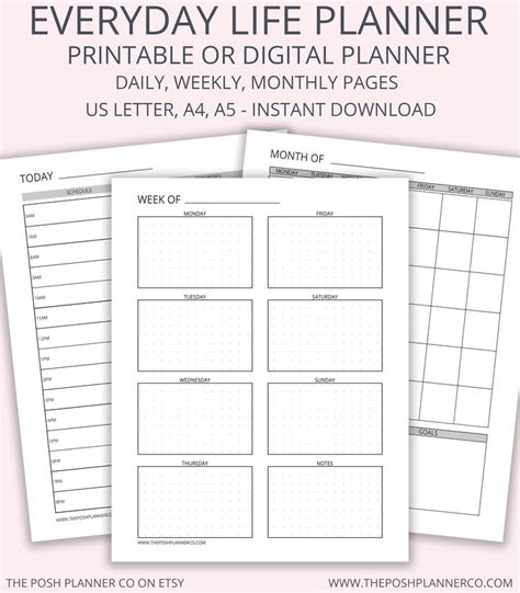 Daily Weekly Monthly Printable Planner Set Planner Printable Etsy New