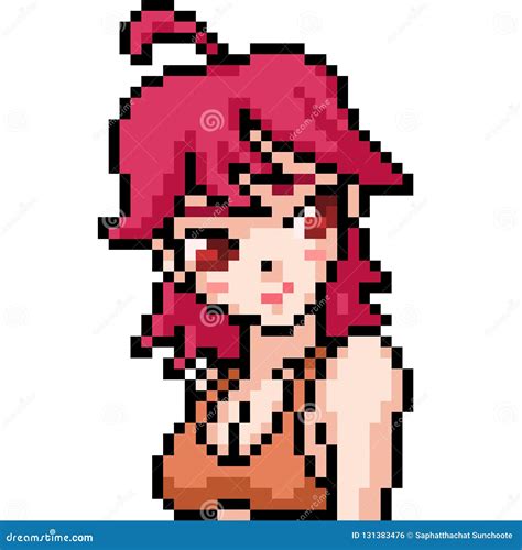 Vector Pixel Art Anime Girl Stock Vector Illustration Of Background