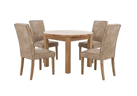 Discover wood, glass, oak and marble options. California Extending Round Dining Table and 4 Faux Suede ...