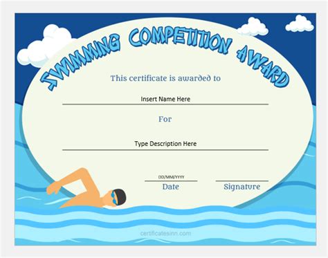 Free Swimming Certificate Templates For Word Printable Templates