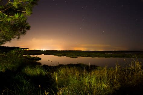 Body Of Water Between Green Grass Field During Night Time Hd Wallpaper