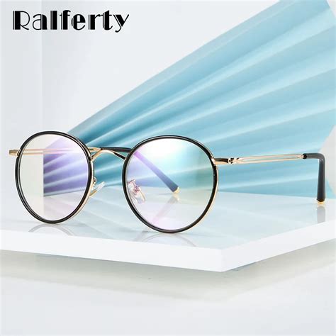 Ralferty Quality Round Glasses Female Womens Eyeglass Frame Zero No Diopter Grade Glasses Ladies