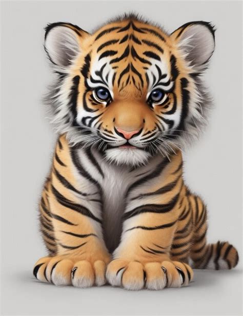 Premium Ai Image A Realistic Detailed Baby Tiger Sticker With A