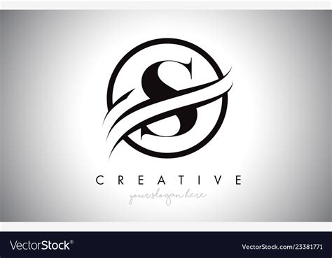 S Letter Logo Design With Circle Swoosh Border Vector Image