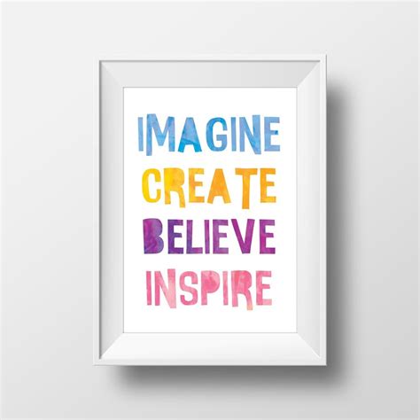 Imagine Create Believe Inspire Quote Modern Kid Printable Wall