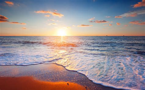 Nature Beaches Waves Ocean Sea Sky Clouds Sunrise Sunset Wallpaper Images