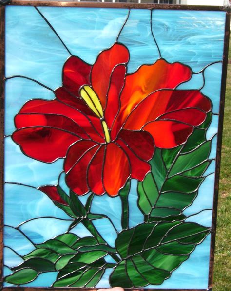 Stained Glass Hibiscus Art