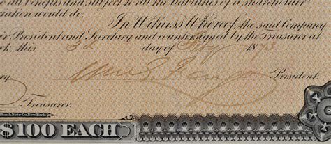 Stock Certificate Signed By William George Fargo 1818 1881 William