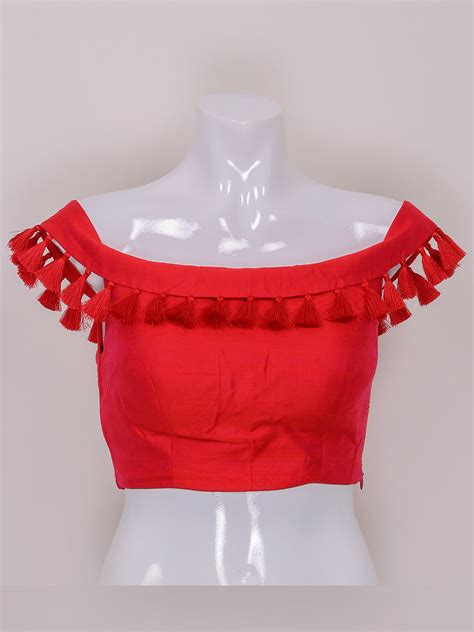 Red Color Plain Raw Silk Ready Made Blouse G3 Rb0661