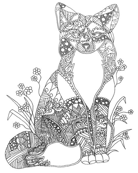 Colorable Fox Abstract Animal Art Adult Coloring By