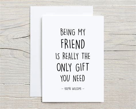 Friend Card Funny Card For Friend Thank You For Being My Etsy Uk