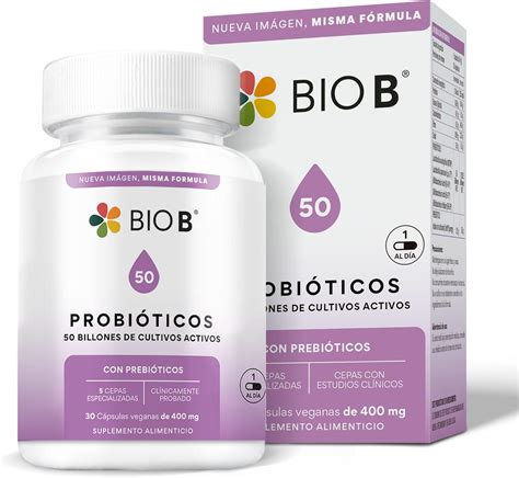 Bio B Probióticos 50 Billones Prebióticos 30 Cápsulas Veganas