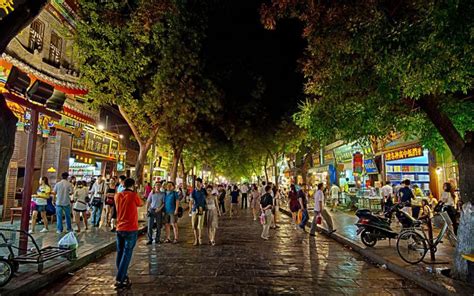 Hd Busy Market Street In Xian China At Night Wallpaper Download Free
