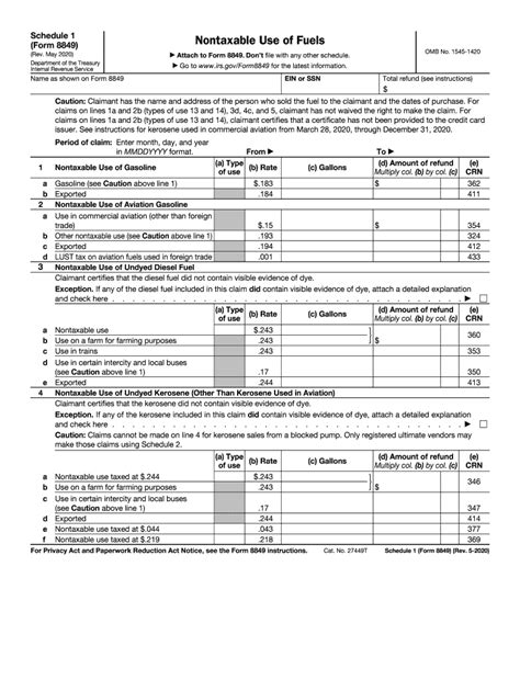 Irs 8849 Schedule 1 2020 2021 Fill And Sign Printable Template Online