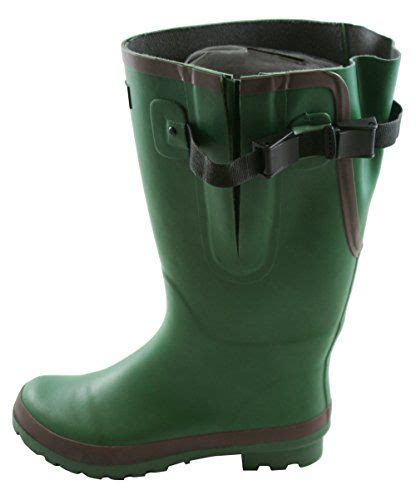 Jileon Extra Wide Calf Rubber Green Rain Boots For Womenwidest Fit