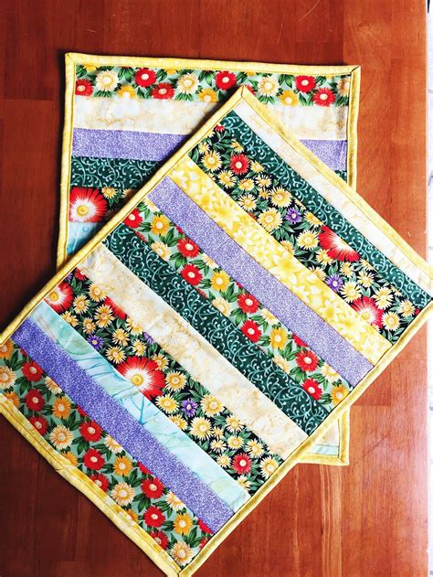 Quilted Placemats Floral Placemats Place Mat Set Of 2 Etsy Floral