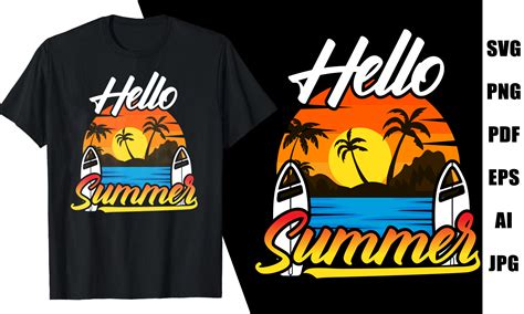 Hello Summer Summer T Shirt Design Gráfico por rajjdesign Creative Fabrica