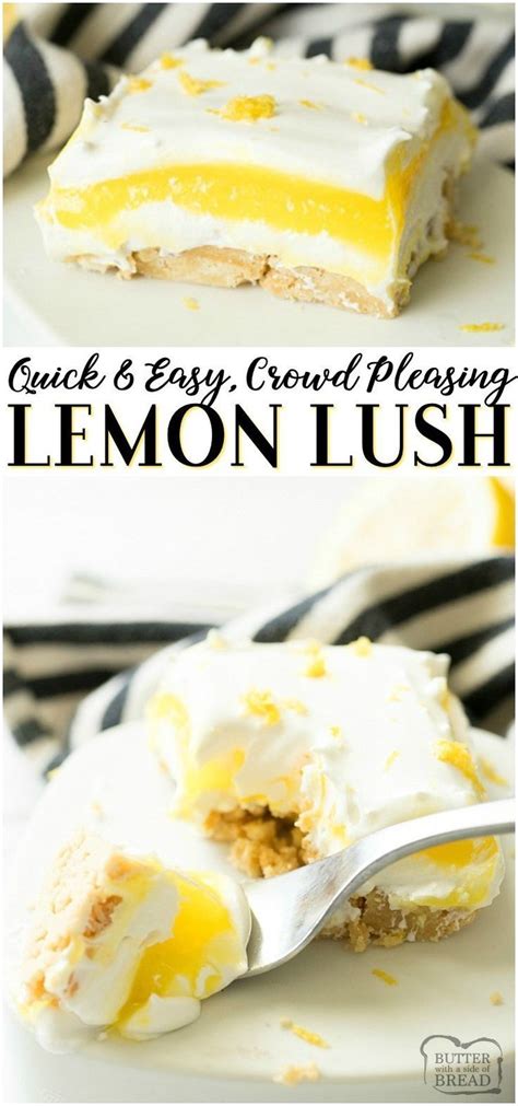 Now reading 16 easy desserts for a crowd (because you're having a million people over this weekend). Lemon Lush is an easy no bake lemon dessert that comes together fast and serves a crowd. Throw ...