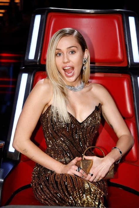 Miley Cyrus Gold Sequin Dress On The Voice Popsugar Fashion
