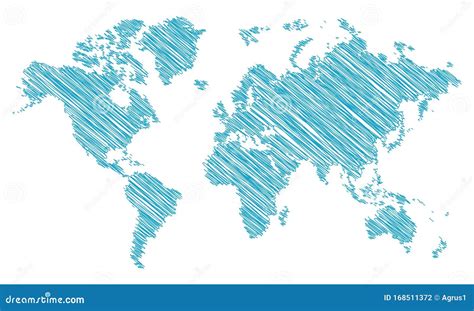 Vector Eps Scribble World Map On White Background Stock Vector