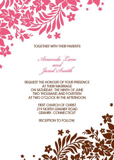 Foliage Borders Invitation Rsvp And Thank You Cards Free Wedding