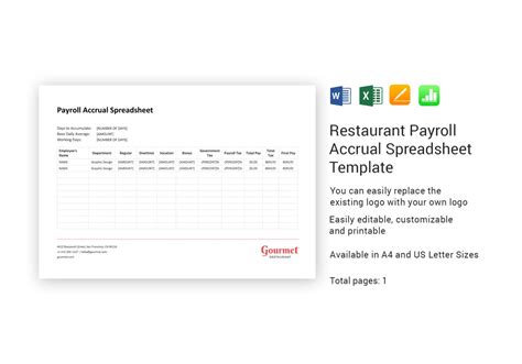 Payroll Accrual Spreadsheet Template — Db