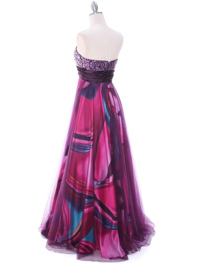 Purple Print Mesh Sequins Top Prom Evening Dress Sung Boutique La
