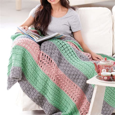 Free Easy Caron Soft Stripes Throw Crochet Pattern Yarnspirations