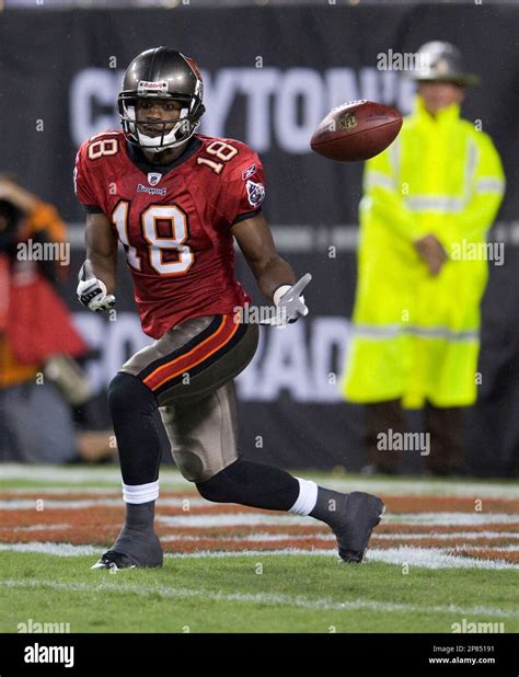 Tampa Bay Buccaneers Sammie Stroughter 18 Bobbles The Opening Kickoff During The First