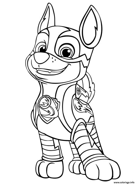 Coloriage Paw Patrol Mighty Pups Chase Chiens