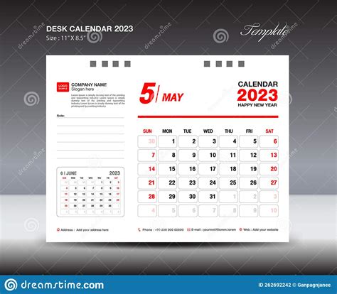 May 2023 Template Desk Calendar 2023 Year Template Wall Calendar 2023