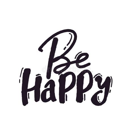 Be Happy Lettering White Isolated On White Stock Vector Illustration