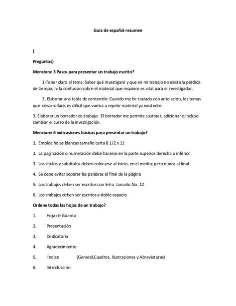 Ejemplos De Resumen En Español Redaccion Profesional De Curriculum