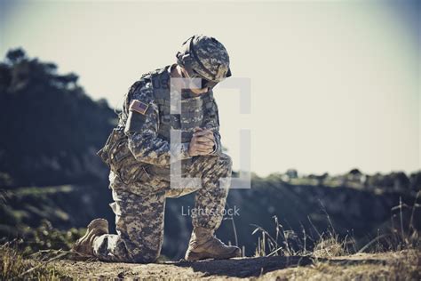 Stock Photo Soldier Kneeling In Prayer By Forgiven Photography