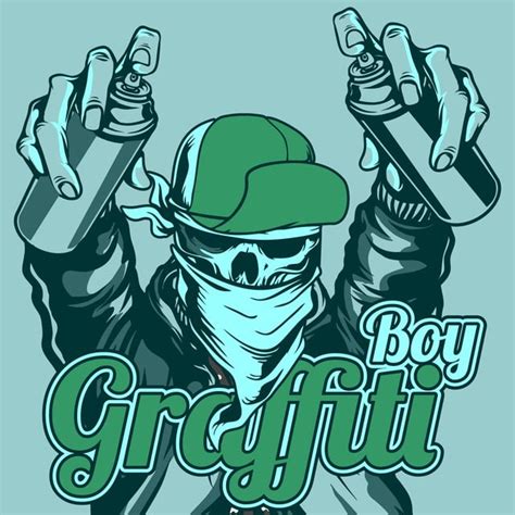 Download Graffiti Boy Skull Wearing Cap And Bandana Handling Spray Paint Hand Drawing Vector, Graffiti ...