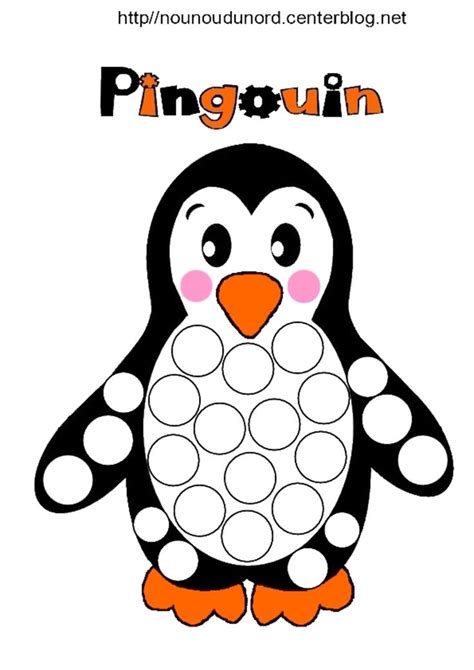 Pingouins à colorier à gommettes et en couleur Pingouin Gommette