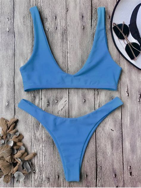 [hot] 2018 High Cut Bikini Set In Blue M Zaful