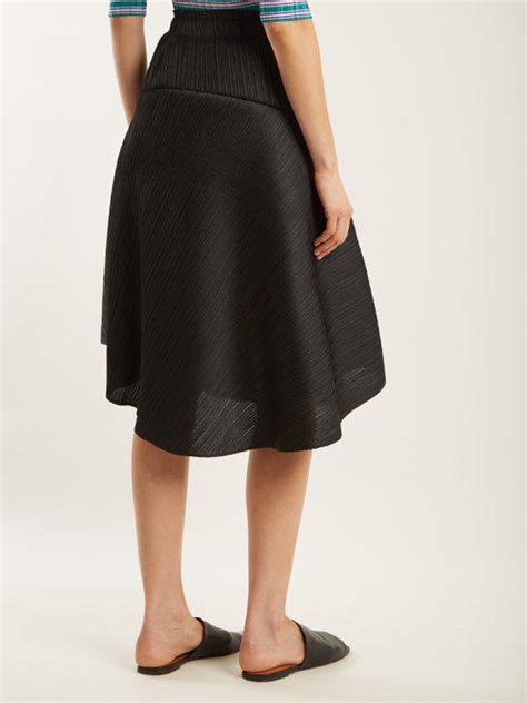 Pleats Please Issey Miyake Synthetic Pleated Circle Midi Skirt In Black