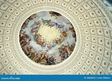 Us Capitol Dome Fresco Art Editorial Stock Photo Image Of Heavens