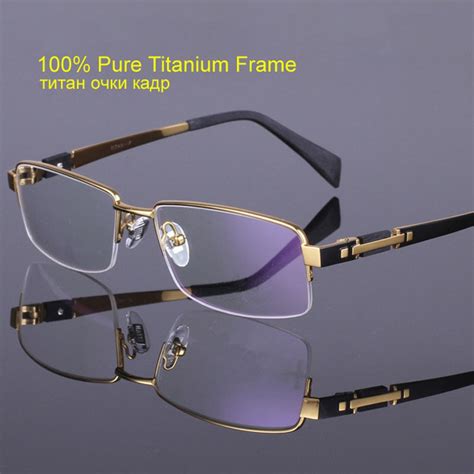 men s 100 pure titanium reading glasses half rimless reader 50 75 100 125 150 175 200