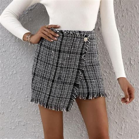 2020 Womens Mini Skirt High Waist Plaid Pencil Skirts 2020 Autumn Party